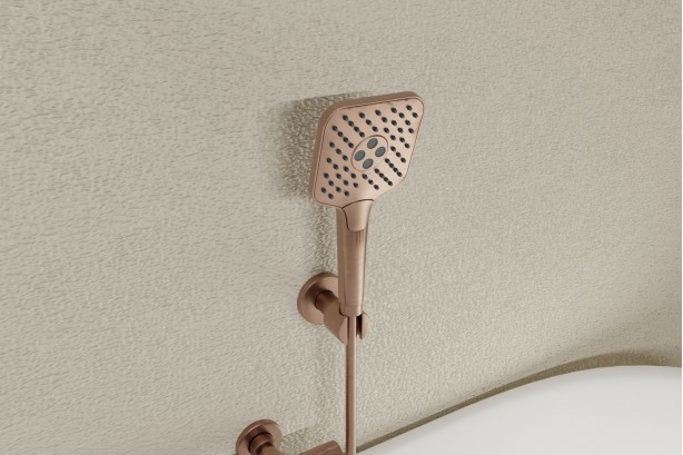 Hanaé hand shower in brushed copper - side view