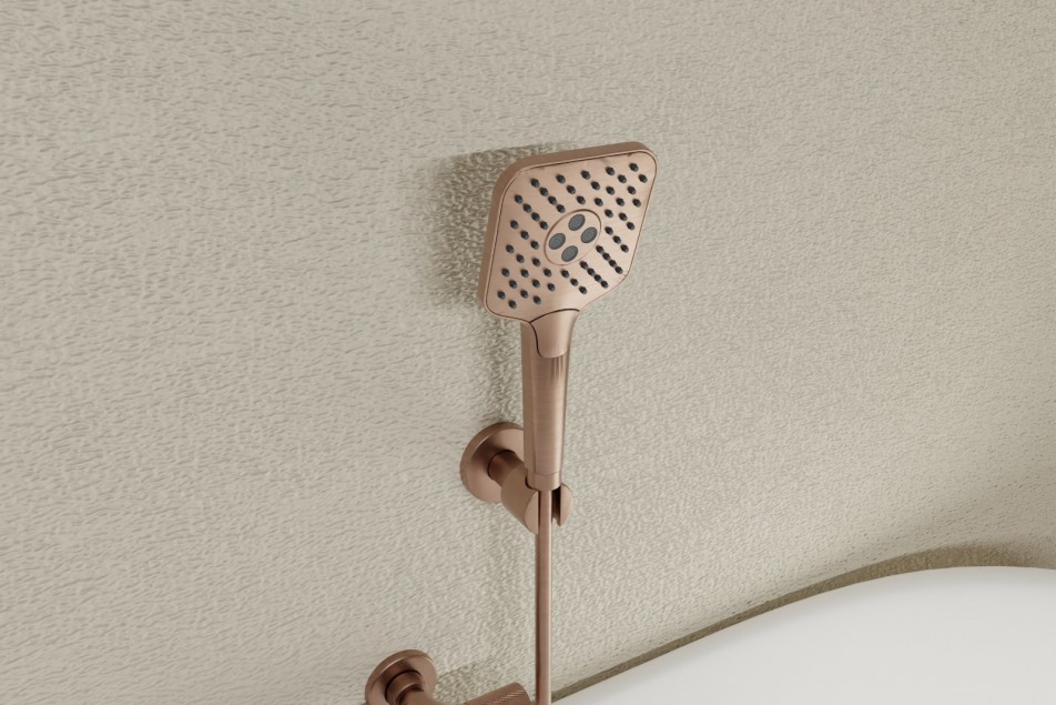 Hanaé hand shower in brushed copper - side view