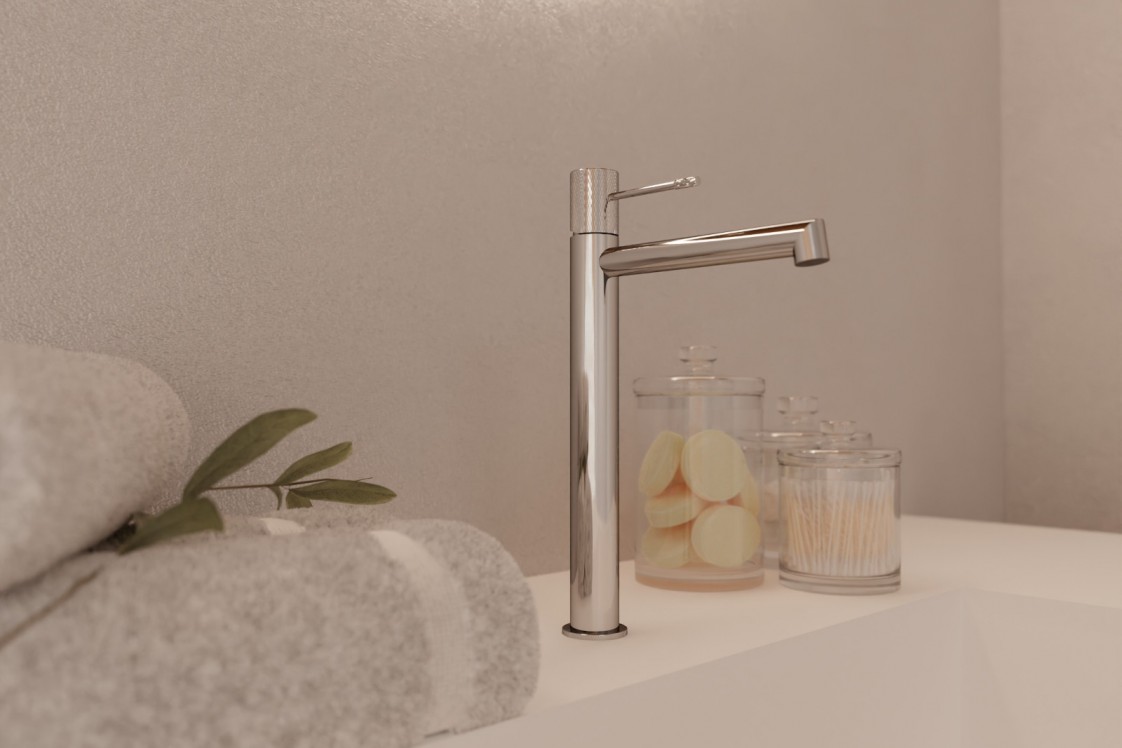 Mitigeur lavabo Drakar en chrome - vue de côté