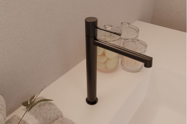 Mitigeur lavabo Drakar noir mat - vue de côté