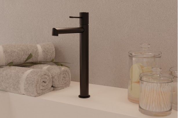 Mitigeur lavabo Drakar noir mat - vue de face