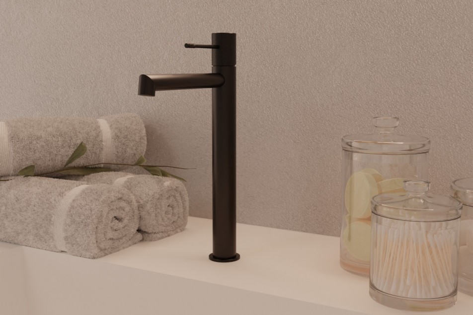 Mitigeur lavabo Drakar noir mat - vue de face