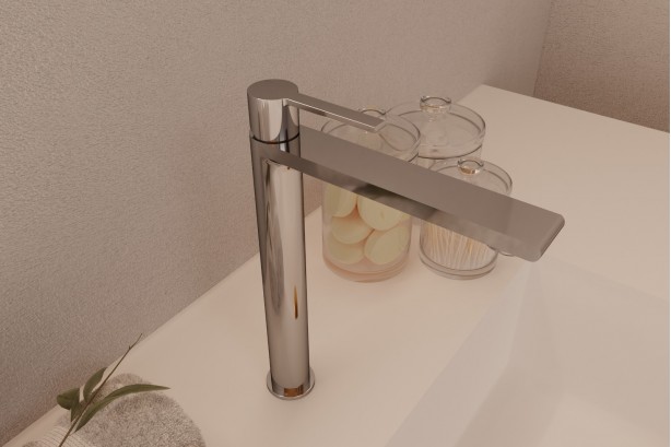 Mitigeur lavabo Figaro à poser en chrome - version haute - vue du dessus