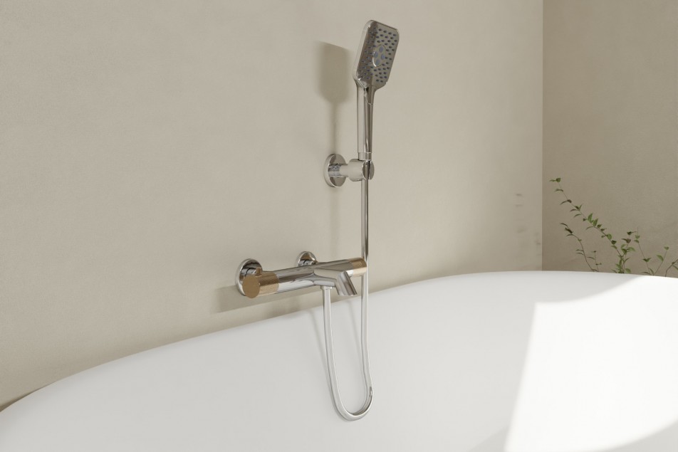 Manette pour robinet bain-douche Drakar en or brossé - vue d'ensemble