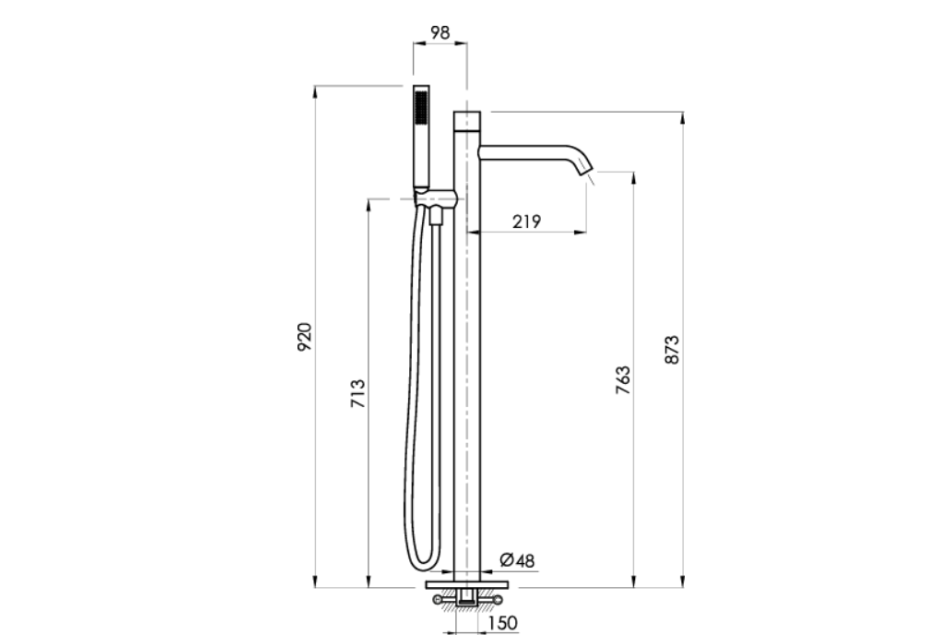 Bright Chrome LOOP dual-lever bath tap by Sanycces technical view