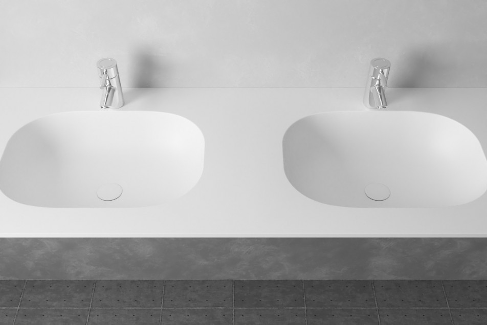 PENFRET double washbasin in Krion® top view