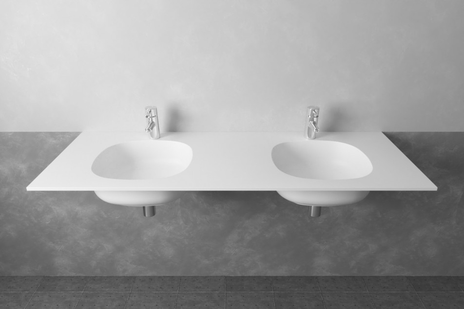 PARSEVAL double washbasin in Krion® front view