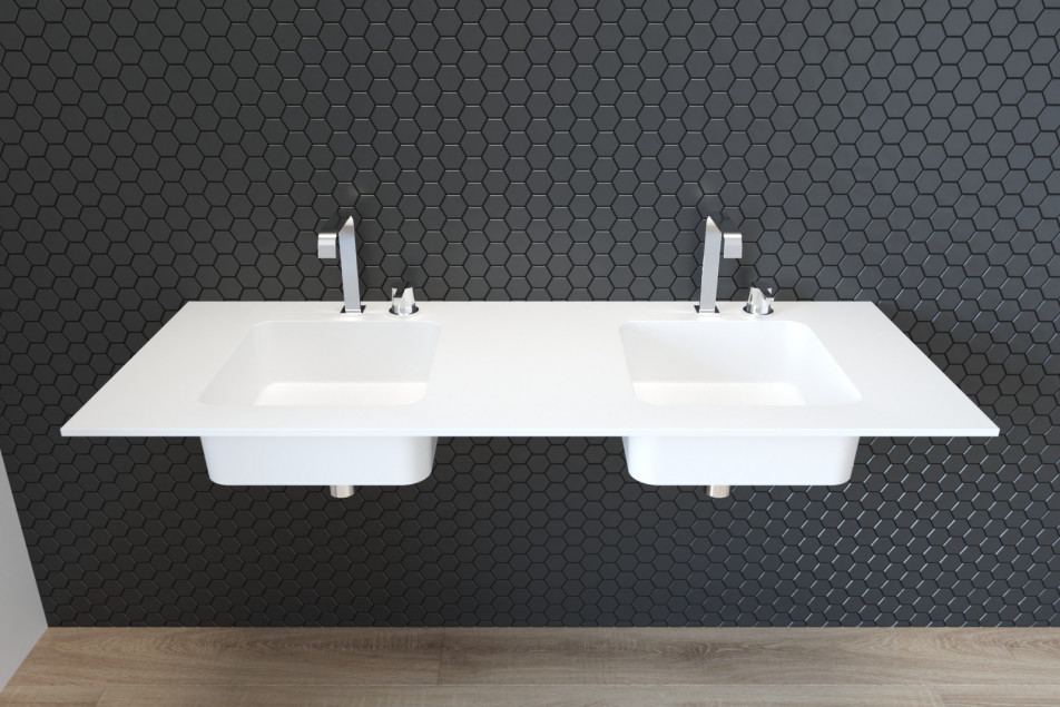 CAVALLO double washbasin in Krion® front view