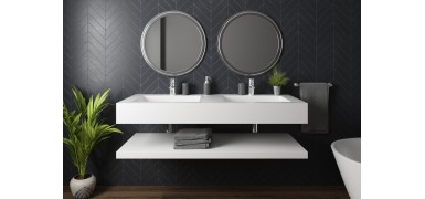Wall-mounted double sinks